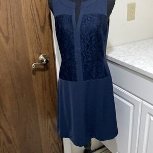 Ann Taylor Navy blue lace midi dress
